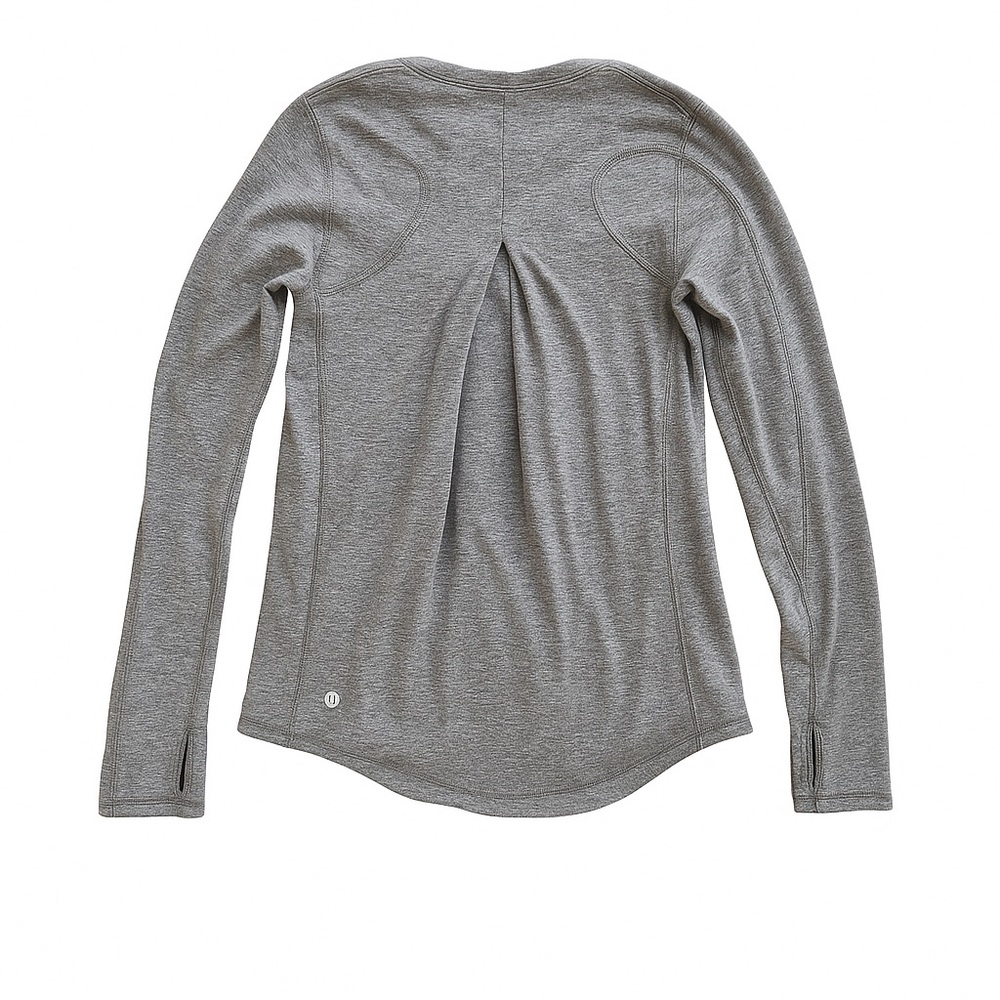 Lululemon Heathered Gray Nulu Long Sleeve Crewneck Top Size 6 Relaxed Fit - Picture 2 of 6